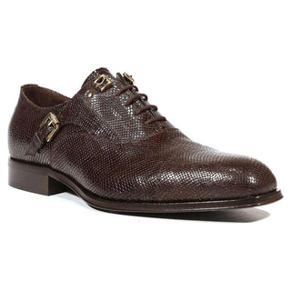 Cesare Paciotti Luxury Italian Men's Designer Shoes Iguana Calf T Moro Brown Oxfords (CPM5017)
