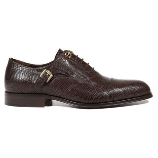 Cesare Paciotti Luxury Italian Men's Designer Shoes Iguana Calf T Moro Brown Oxfords (CPM5017)