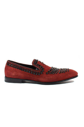 Cesare Paciotti Kid Suede Melanzana Bordeaux Suede Loafers (CPM2501)