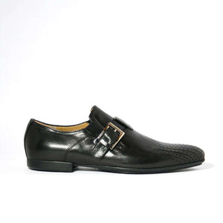 Cesare Paciotti Luxury Italian Baby Horse Black Buckled Nappa Loafers (CPM2313)