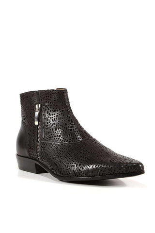 Cesare Paciotti Luxury Italian Men's Designer Shoes Dan Calf Soft Black Cut-out Leather Boots (CPM3142)