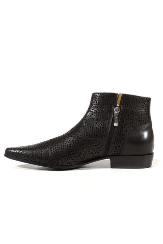 Cesare Paciotti Luxury Italian Men's Designer Shoes Dan Calf Soft Black Cut-out Leather Boots (CPM3142)