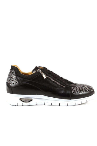 Cesare Paciotti Luxury Italian Men's Designer Shoes Dan Calf Soft Black Dallas Leather Sneakers (CPM3143)