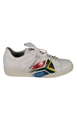Cesare Paciotti Luxury Italian Men's Designer Shoes Flag Sports White Sneakers (CPM711)