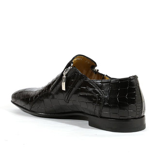 Cesare Paciotti Luxury Italian Italian Mens Shoes Cocco Lux Black Crocodile / Leather Loafers (CPM2718)-AmbrogioShoes