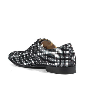 Cesare Paciotti Luxury Italian Italian Mens Shoes Panello Flok Bian / Nero Leather Oxfords (CPM2651)-AmbrogioShoes