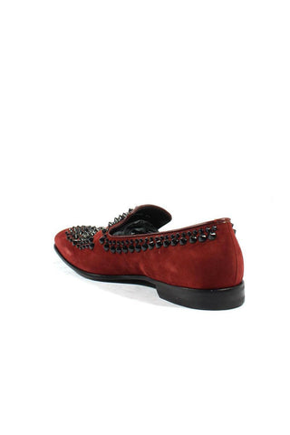 Cesare Paciotti Luxury Italian Men's Designer Shoes Kid Suede Melanzana Bordeaux Suede Loafers (CPM2501)