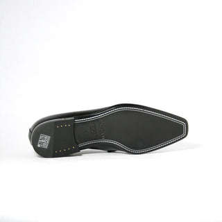 Cesare Paciotti Luxury Italian Magic Baby Black Horsebit Square-Toe Loafers w/ Studs (CPM2333)-AmbrogioShoes