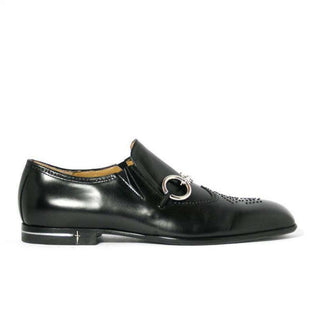 Cesare Paciotti Luxury Italian Magic Baby Black Horsebit Square-Toe Loafers w/ Studs (CPM2333)-AmbrogioShoes