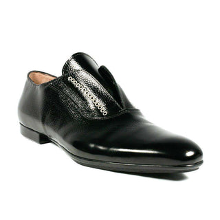 Cesare Paciotti Luxury Italian Men Shoes Baio Black Textured Leather Loafers (CPM2241)-AmbrogioShoes