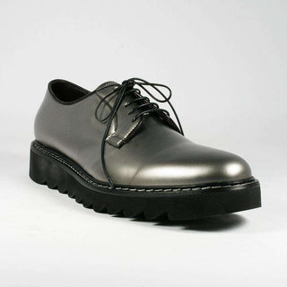 Cesare Paciotti Luxury Italian Men Shoes Lux Gomma Fucile Metallic Gray Oxfords (CPM2234)-AmbrogioShoes