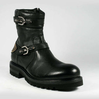 Cesare Paciotti Luxury Italian Men Shoes Madras Black Leather Boots (CPM2295)-AmbrogioShoes