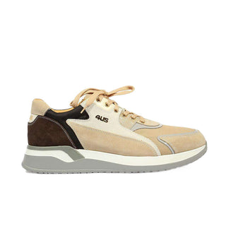 Cesare Paciotti Luxury Italian Men's 4US Cam Dal Sam Beige Brown White Sneakers (CPM5320)-AmbrogioShoes