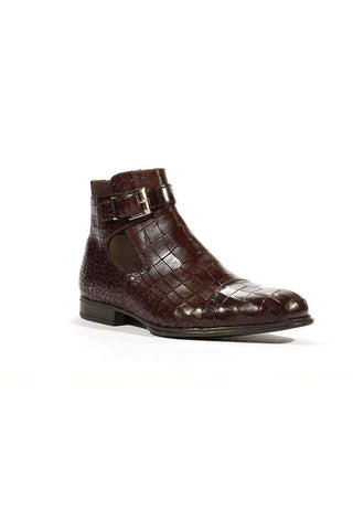 Cesare Paciotti Luxury Italian Men's Buckhold Boots Croc Embossed Cocoo Lux Caffe SL Designer Shoes (CPM5427)