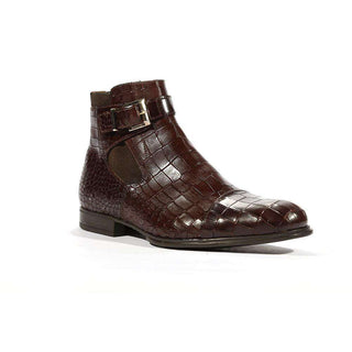 Cesare Paciotti Luxury Italian Mens Buckhold Boots Croc Print Cocoo Lux Caffe SL Shoes (CPM5427)-AmbrogioShoes