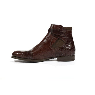 Cesare Paciotti Luxury Italian Mens Buckhold Boots Croc Print Cocoo Lux Caffe SL Shoes (CPM5427)-AmbrogioShoes