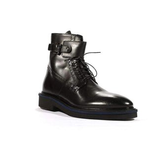 Cesare Paciotti Luxury Italian Mens Buckhold Boots Foam Age Black 308 Madison Shoes (CPM5411)-AmbrogioShoes