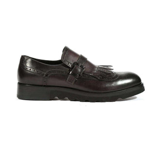 Cesare Paciotti Luxury Italian Mens Buckhold Loafers Black Calf Two Tone Tamponato Shoes (CPM5477)-AmbrogioShoes