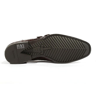Cesare Paciotti Luxury Italian Mens Buckhold Loafers Croc Print Cocco Lux Caffe SL Shoes (CPM5432)-AmbrogioShoes