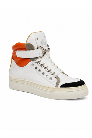 Cesare Paciotti Luxury Italian Men's Designer Shoes Cam Black Dan Bianco White Leather Sneakers (CPM3116)
