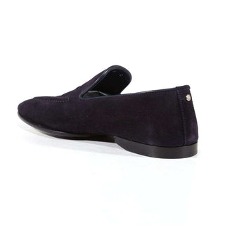 Cesare Paciotti Luxury Italian Mens Shoes Camoscio Navy Suede Loafers (CPM3129)-AmbrogioShoes
