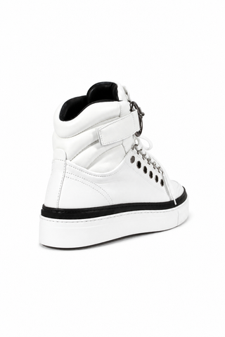Cesare Paciotti Luxury Italian Men's Designer Shoes Dan Bianco Dakar Black / White Leather Sneakers (CPM3032)
