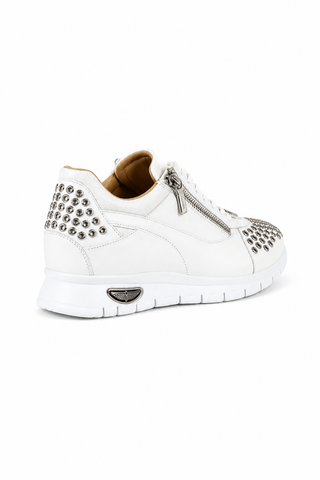 Cesare Paciotti Luxury Italian Men's Designer Shoes Dan Calf Bianco Dallas White Leather Sneakers (CPM3144)