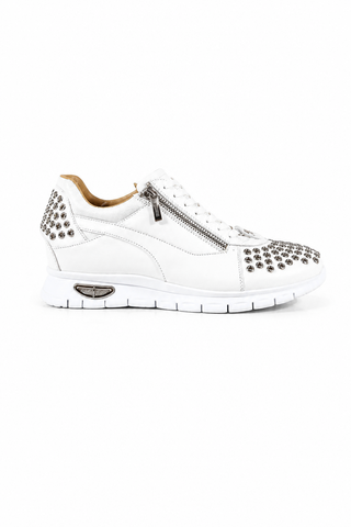 Cesare Paciotti Luxury Italian Men's Designer Shoes Dan Calf Bianco Dallas White Leather Sneakers (CPM3144)