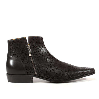 Cesare Paciotti Luxury Italian Mens Shoes Dan Calf Soft Black Cut-out Leather Boots (CPM3142)-AmbrogioShoes