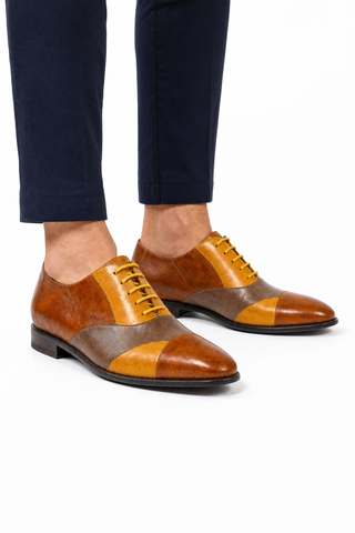 Cesare Paciotti Luxury Italian Men's Designer Shoes Dan Lux Biscotto / Ocra Leather Oxfords (CPM2424)