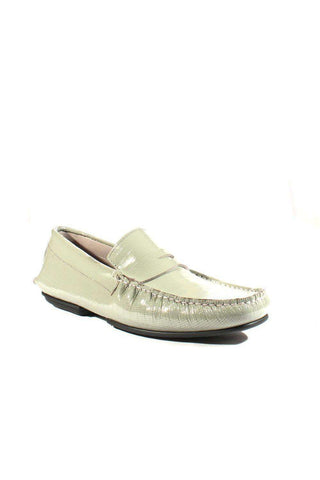 Cesare Paciotti Luxury Italian Men's Designer Shoes Fumo Textured Patent Moccasins (CPM2347)