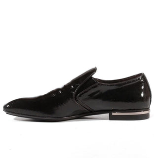 Cesare Paciotti Luxury Italian Mens Shoes Gloss Righe Black Leather Loafers (CPM3022)-AmbrogioShoes