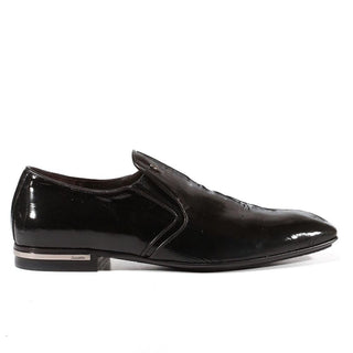 Cesare Paciotti Luxury Italian Mens Shoes Gloss Righe Black Leather Loafers (CPM3022)-AmbrogioShoes