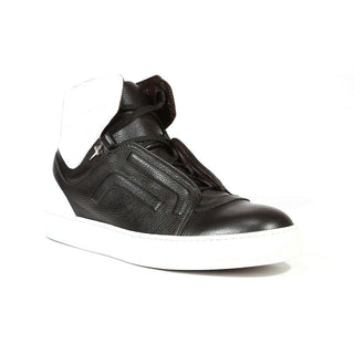 Cesare Paciotti Luxury Italian Men's Shoes Granello Soft Bian Black Sneakers (CPM5010)-AmbrogioShoes