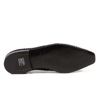 Cesare Paciotti Luxury Italian Mens Shoes Intrc Rafia Black Leather Loafers (CPM3121)-AmbrogioShoes