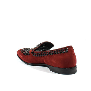Cesare Paciotti Luxury Italian Mens Shoes Kid Suede Melanzana Bordeaux Suede Loafers (CPM2501)-AmbrogioShoes