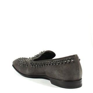 Cesare Paciotti Luxury Italian Mens Shoes Kid Suede Melanzana Grey Suede Loafers (CPM2502)-AmbrogioShoes