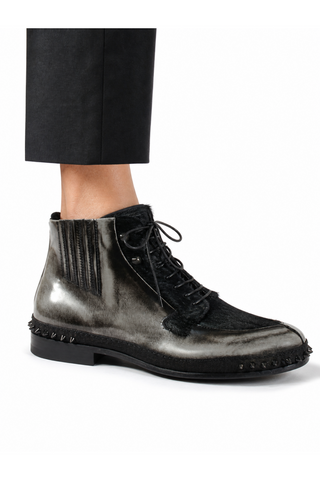 Cesare Paciotti Luxury Italian Men's Designer Shoes Magic Old Antrac Pony Boots (CPM2533)