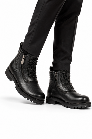 Cesare Paciotti Luxury Italian Men's Designer Shoes Nilo Black An Leather Boots (CPM2532)
