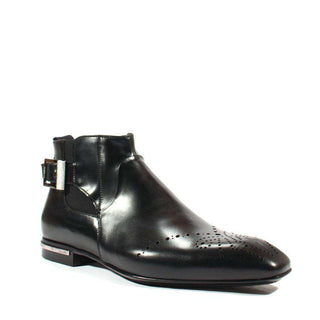 Cesare Paciotti Luxury Italian Men's Designer Shoes Old Paint Black DI Leather Boots (CPM2526)