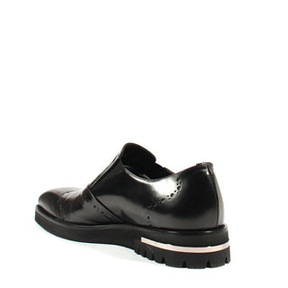Cesare Paciotti Luxury Italian Men's Designer Shoes Old Paint Black I Leather Loafers (CPM2536)