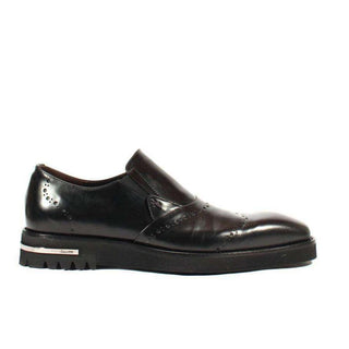 Cesare Paciotti Luxury Italian Men's Designer Shoes Old Paint Black I Leather Loafers (CPM2536)
