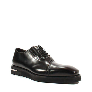 Cesare Paciotti Luxury Italian Men's Designer Shoes Old Paint Black I Leather Oxfords (CPM2538)