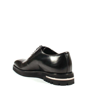 Cesare Paciotti Luxury Italian Men's Designer Shoes Old Paint Black I Leather Oxfords (CPM2538)