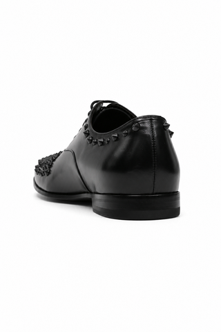 Cesare Paciotti Luxury Italian Men's Designer Shoes Old Paint Black Oxfords (CPM2500)