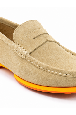 Cesare Paciotti Luxury Italian Men's Designer Shoes Sabbia Suede Beige Moccasins (CPM2355)