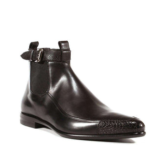 Cesare Paciotti Luxury Italian Mens Shoes Struzzo Black Leather Boots (CPM3012)-AmbrogioShoes