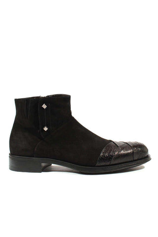 Cesare Paciotti Luxury Italian Men's Designer Shoes Struzzo Black Vit Cam Suede / Lizard Claw Boots (CPM2565)-AmbrogioShoes