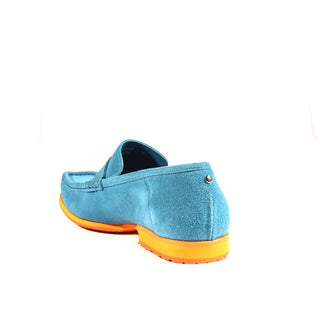Cesare Paciotti Luxury Italian Men's Designer Shoes Turchese Suede Moccasins (CPM2356)