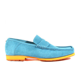 Cesare Paciotti Luxury Italian Men's Designer Shoes Turchese Suede Moccasins (CPM2356)